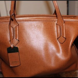 RALPH LAUREN COGNAC TOTE